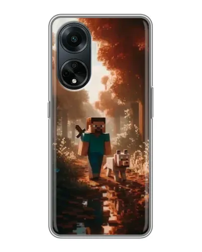 Чехол для OPPO A98 с картинкой «Стив в лесу» Чехол для OPPO A98 с картинкой «Стив в лесу»