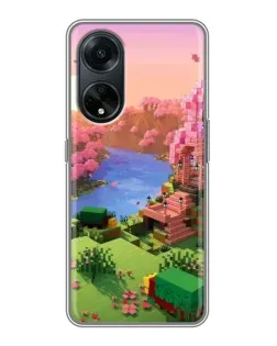 Чехол для OPPO A98 с картинкой «Розовое дерево Minecraft»