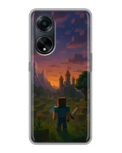 Чехол для OPPO A98 с картинкой «Стив у башни»