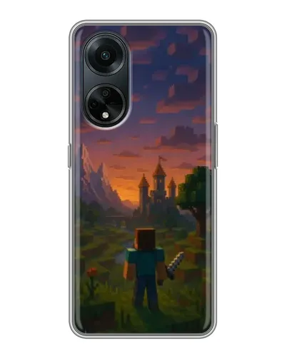 Чехол для OPPO A98 с картинкой «Стив у башни» Чехол для OPPO A98 с картинкой «Стив у башни»