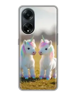Чехол для OPPO A98 с картинкой «Пара единорогов»