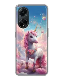 Чехол для OPPO A98 с картинкой «Единорог среди облаков»