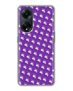 Чехол для OPPO A98 с картинкой «Единороги на фиолетовом»