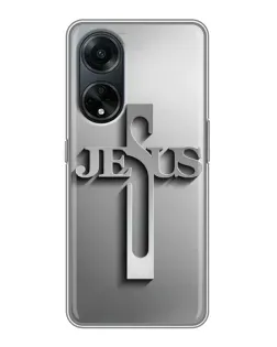 Чехол для OPPO A98 с картинкой «Металлический крест Jesus»