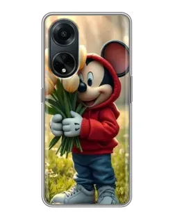 Чехол для OPPO A98 с картинкой «Микки с тюльпанами»