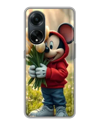 Чехол для OPPO A98 с картинкой «Микки с тюльпанами» Чехол для OPPO A98 с картинкой «Микки с тюльпанами»