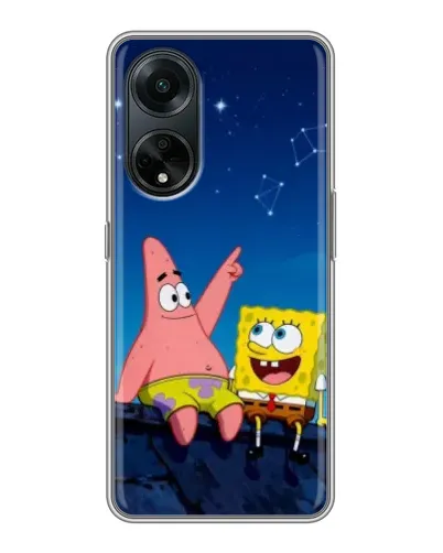 Чехол для OPPO A98 с картинкой «Губка Боб и Патрик ночью» Чехол для OPPO A98 с картинкой «Губка Боб и Патрик ночью»