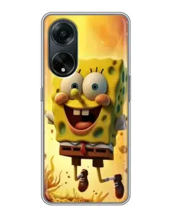 Чехол для OPPO A98 с картинкой «Губка Боб прыгает»