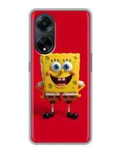 Чехол для OPPO A98 с картинкой «Спанч Боб на красном»