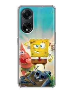Чехол для OPPO A98 с картинкой «Спанч Боб победитель»