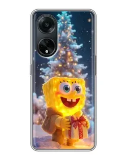 Чехол для OPPO A98 с картинкой «Рождественский Спанч Боб»