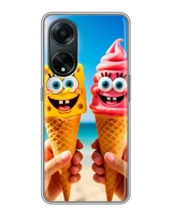 Чехол для OPPO A98 с картинкой «Спанч Боб мороженое»