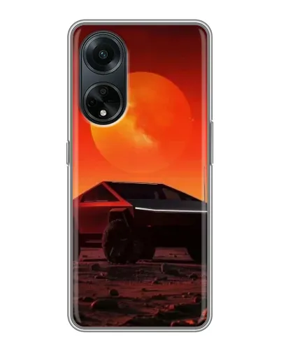 Чехол для OPPO A98 с картинкой «Cybertruck на Марсе»