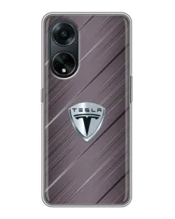 Чехол для OPPO A98 с картинкой «Металлическая текстура Tesla»