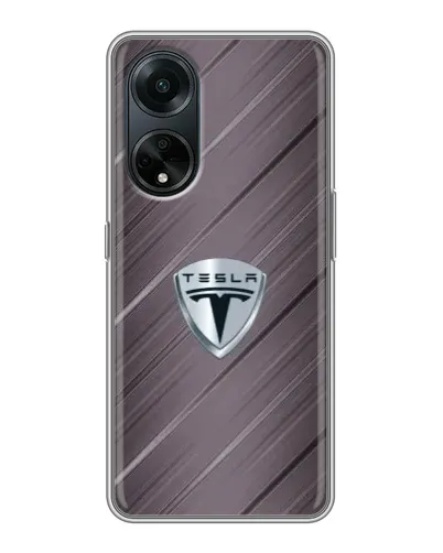 Чехол для OPPO A98 с картинкой «Металлическая текстура Tesla»