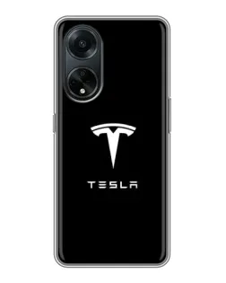 Чехол для OPPO A98 с картинкой «Tesla White Logo»