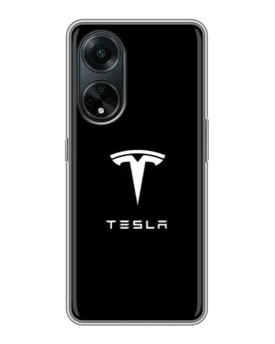 Чехол для OPPO A98 с картинкой «Tesla White Logo»