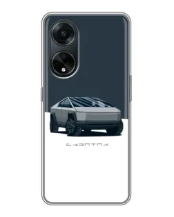 Чехол для OPPO A98 с картинкой «Серебристый Cybertruck Tesla»