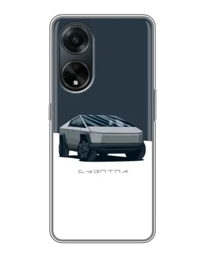 Чехол для OPPO A98 с картинкой «Серебристый Cybertruck Tesla»