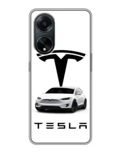 Чехол для OPPO A98 с картинкой «Tesla White Style»