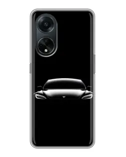 Чехол для OPPO A98 с картинкой «Фары Tesla Night»