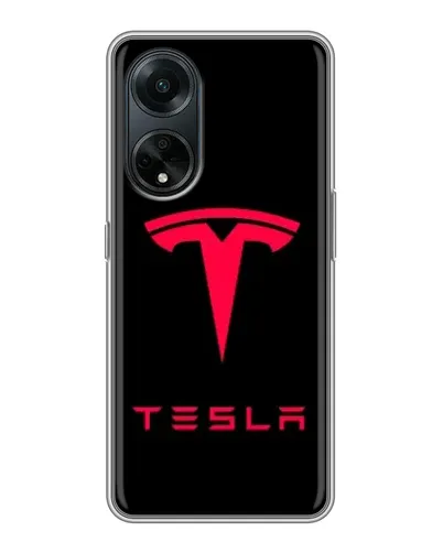 Чехол для OPPO A98 с картинкой «Tesla Red Logo»