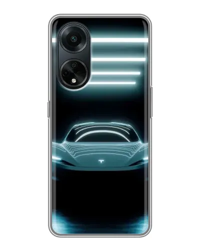 Чехол для OPPO A98 с картинкой «Tesla в неоне»