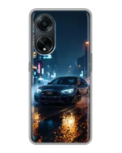 Чехол для OPPO A98 с картинкой «Ночной город и Audi»