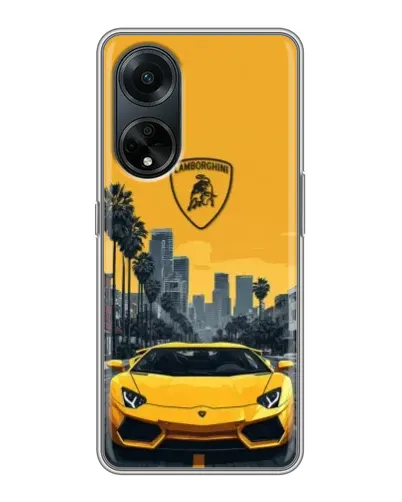 Чехол для OPPO A98 с картинкой «Желтый Lamborghini город» Чехол для OPPO A98 с картинкой «Желтый Lamborghini город»