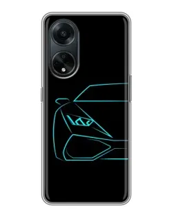 Чехол для OPPO A98 с картинкой «Голубой силуэт Lamborghini»