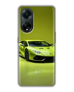 Чехол для OPPO A98 с картинкой «Салатовый Lamborghini Huracan»