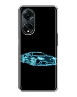 Чехол для OPPO A98 с картинкой «Неоновый контур Lamborghini»