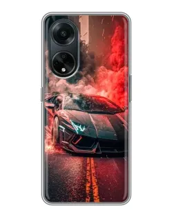 Чехол для OPPO A98 с картинкой «Lamborghini красный дым»