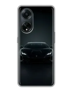 Чехол для OPPO A98 с картинкой «Черный Lamborghini Aventador»