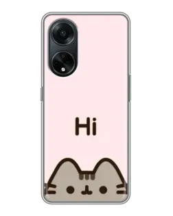 Чехол для OPPO A98 с картинкой «Пушин говорит Hi»