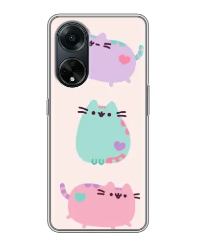 Чехол для OPPO A98 с картинкой «Pusheen трио» Чехол для OPPO A98 с картинкой «Pusheen трио»