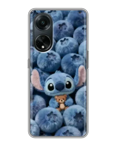 Чехол для OPPO A98 с картинкой «Стич и голубика»