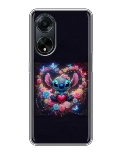 Чехол для OPPO A98 с картинкой «Stitch в цветах» Чехол для OPPO A98 с картинкой «Stitch в цветах»