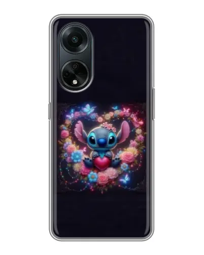 Чехол для OPPO A98 с картинкой «Stitch в цветах»