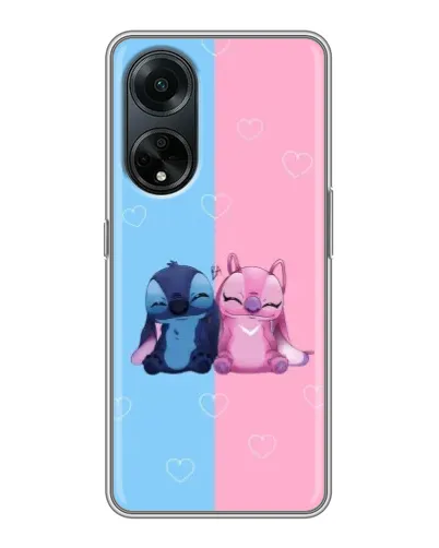 Чехол для OPPO A98 с картинкой «Stitch и Angel Love»