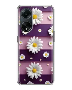 Чехол для OPPO A98 с картинкой «Ромашки на фиолетовом»