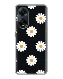 Чехол для OPPO A98 с картинкой «Ромашки на черном»