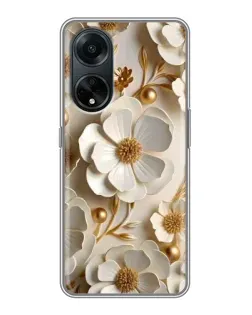 Чехол для OPPO A98 с картинкой «Белие бумажние  цвети»
