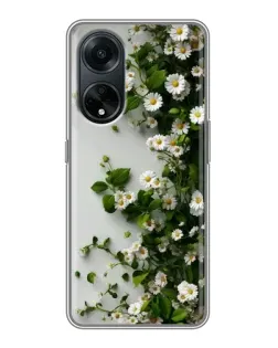 Чехол для OPPO A98 с картинкой «Ветка мелких белых цветов»