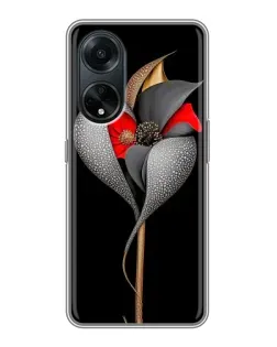 Чехол для OPPO A98 с картинкой «Серебряный фантазийный цветок»
