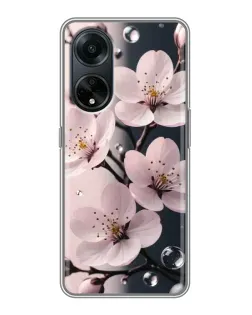 Чехол для OPPO A98 с картинкой «Нежная сакура и капли»