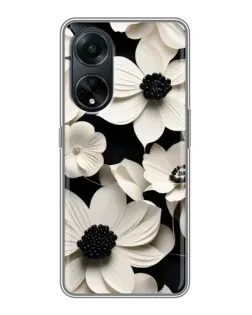 Чехол для OPPO A98 с картинкой «Объемные белые цветы»