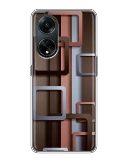 Чохол для OPPO A98 з картинкою «Коричневі об'ємні квадрати»