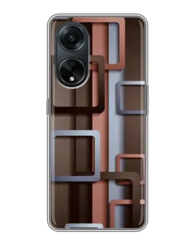 Чохол для OPPO A98 з картинкою «Коричневі об'ємні квадрати»