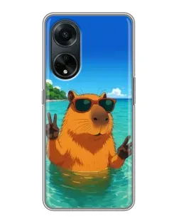 Чехол для OPPO A98 с картинкой «Морская капибара»